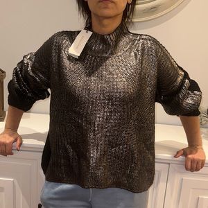 RINASCIMENTO BOXY oversized metallic knit top